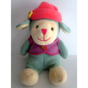 Chosun Vintage Blue Knit Lamb Wearing Sweater Pink Hat Weighted Plastic Pellets